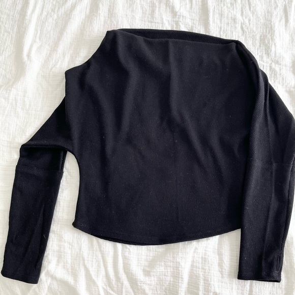 Black, Asymetric Top, Cotton, Long Sleeve, Medium - Picture 4 of 7